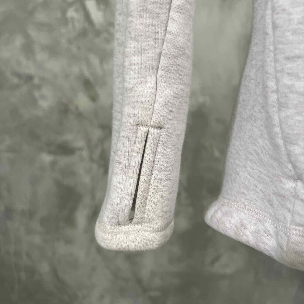 Athleta Cozy Karma Asym Pullover Wrap Sweatshirt Longsleeve Heather White XS - Picture 5 of 14